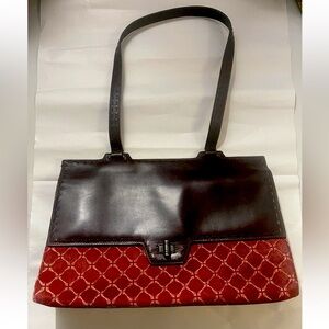 Elegant Black and Red Women's Handbag Vintage COLE HAAN  fur /leather purse sold